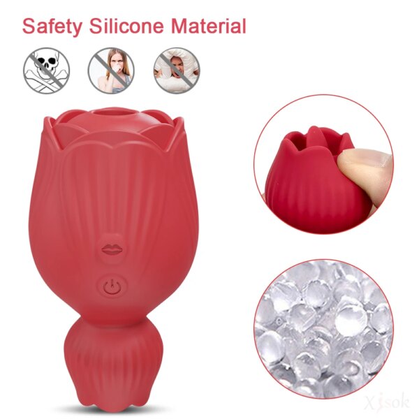 2 in 1 Rose-Vibrator for Women Sucking Licking Vacuum Stimulator Oral Nipple Clit Sucker Sex Toys Female Adults Masturbation
