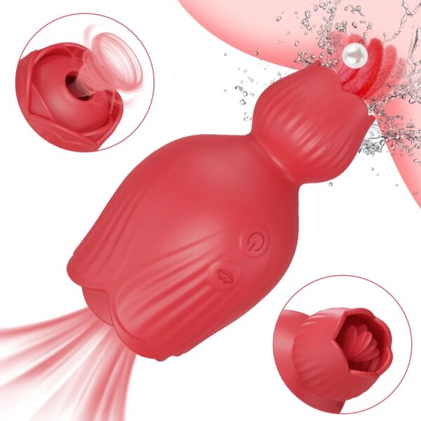 2 in 1 Rose-Vibrator for Women Sucking Licking Vacuum Stimulator Oral Nipple Clit Sucker Sex Toys Female Adults Masturbation