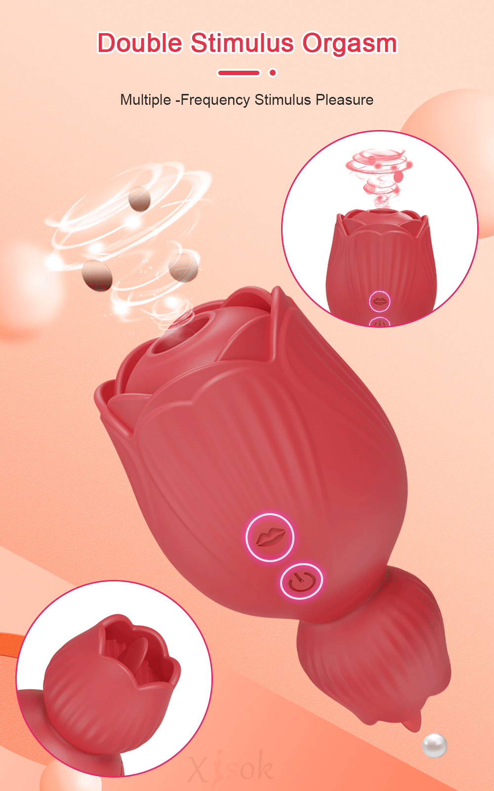 2 in 1 Rose-Vibrator for Women Sucking Licking Vacuum Stimulator Oral Nipple Clit Sucker Sex Toys Female Adults Masturbation