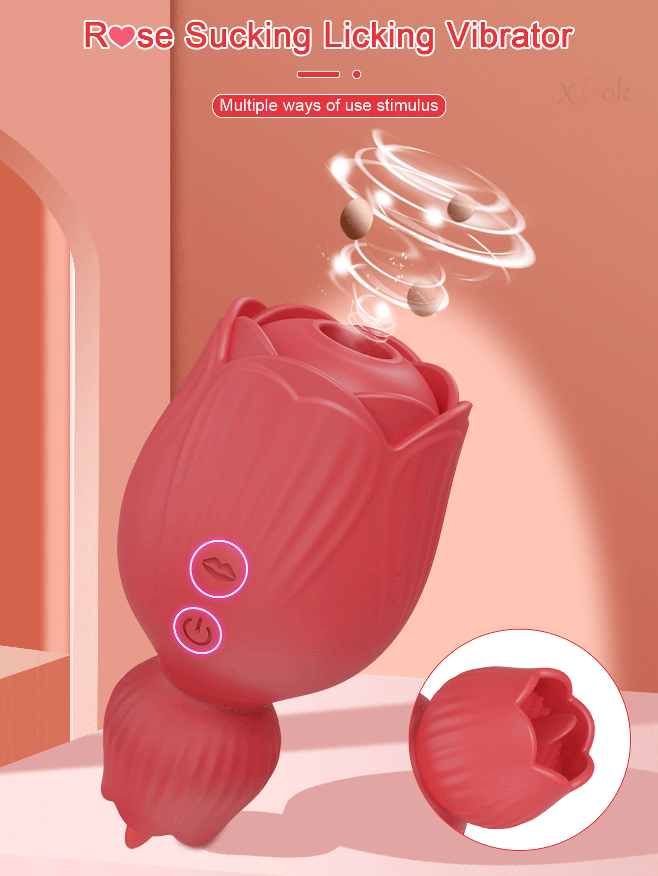 2 in 1 Rose-Vibrator for Women Sucking Licking Vacuum Stimulator Oral Nipple Clit Sucker Sex Toys Female Adults Masturbation