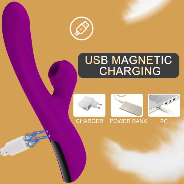 Clitoral Sucking Vibrator Rabbit Heating Dildo Vibrators G Spot Massager Clit Stimulator with 10 Pattern Adult Sex Toy for Women