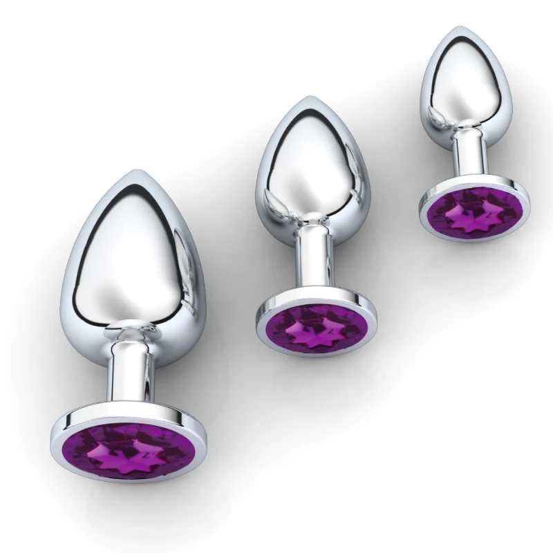 1pc 3 Size Anal Plug Round Stainless Steel Crystal Buttplug Removable Butt Plug Stimulator Anal Sex Toys Prostate Massager Dildo