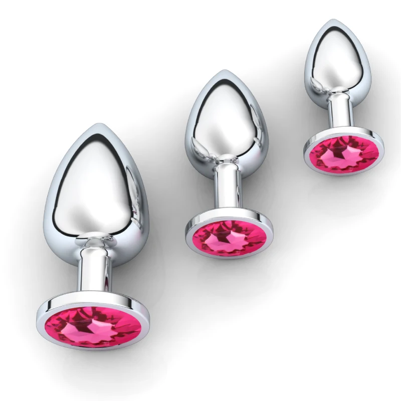 1pc 3 Size Anal Plug Round Stainless Steel Crystal Buttplug Removable Butt Plug Stimulator Anal Sex Toys Prostate Massager Dildo