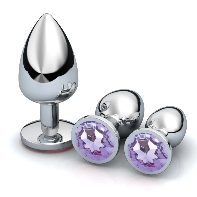 1pc 3 Size Anal Plug Round Stainless Steel Crystal Buttplug Removable Butt Plug Stimulator Anal Sex Toys Prostate Massager Dildo
