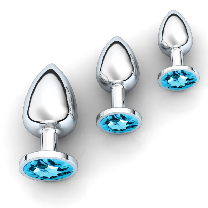 1pc 3 Size Anal Plug Round Stainless Steel Crystal Buttplug Removable Butt Plug Stimulator Anal Sex Toys Prostate Massager Dildo