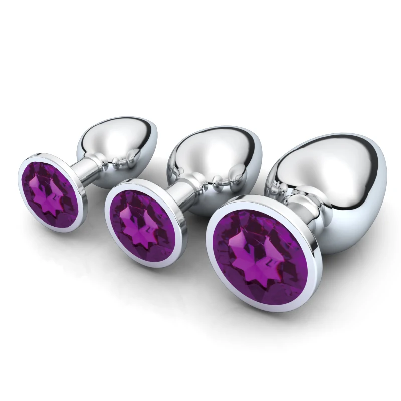 1pc 3 Size Anal Plug Round Stainless Steel Crystal Buttplug Removable Butt Plug Stimulator Anal Sex Toys Prostate Massager Dildo
