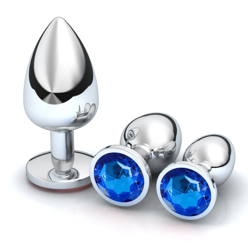 1pc 3 Size Anal Plug Round Stainless Steel Crystal Buttplug Removable Butt Plug Stimulator Anal Sex Toys Prostate Massager Dildo