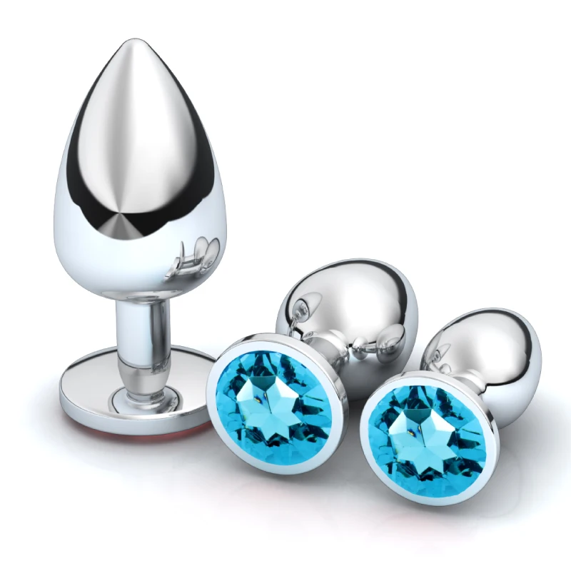 1pc 3 Size Anal Plug Round Stainless Steel Crystal Buttplug Removable Butt Plug Stimulator Anal Sex Toys Prostate Massager Dildo
