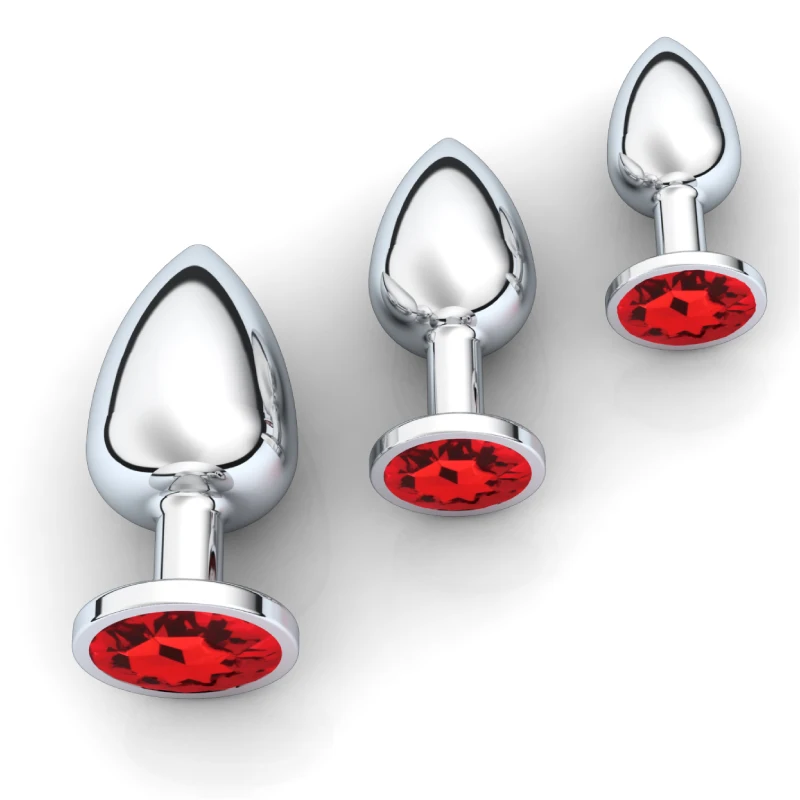 1pc 3 Size Anal Plug Round Stainless Steel Crystal Buttplug Removable Butt Plug Stimulator Anal Sex Toys Prostate Massager Dildo