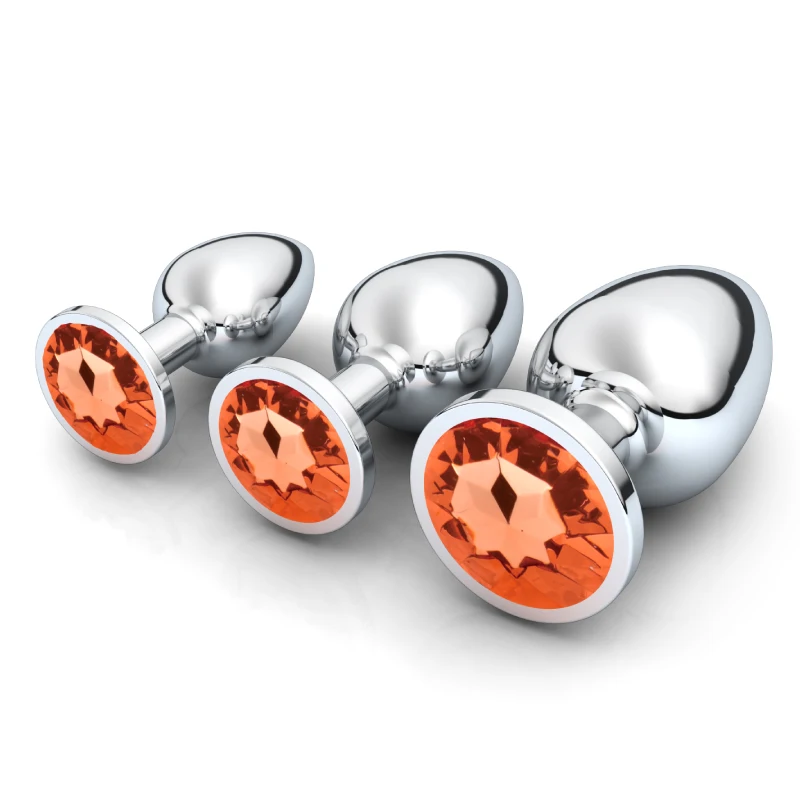 1pc 3 Size Anal Plug Round Stainless Steel Crystal Buttplug Removable Butt Plug Stimulator Anal Sex Toys Prostate Massager Dildo