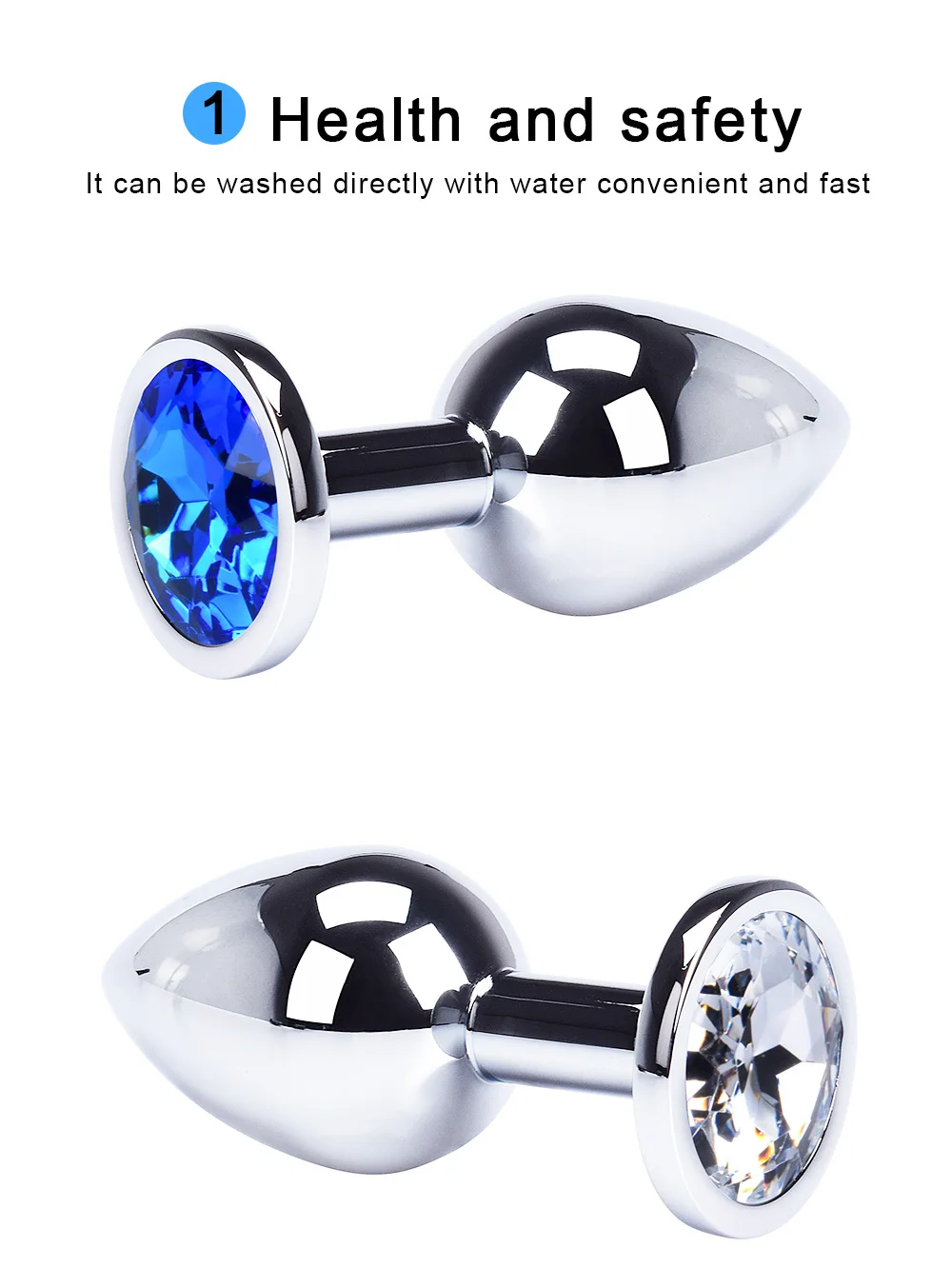 1pc 3 Size Anal Plug Round Stainless Steel Crystal Buttplug Removable Butt Plug Stimulator Anal Sex Toys Prostate Massager Dildo
