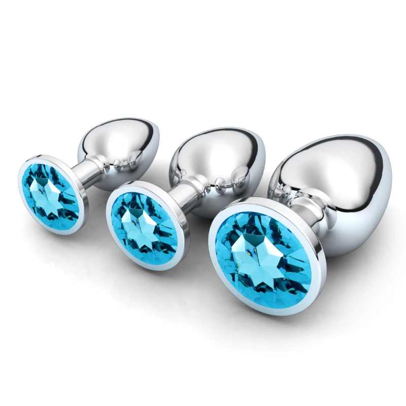 1pc 3 Size Anal Plug Round Stainless Steel Crystal Buttplug Removable Butt Plug Stimulator Anal Sex Toys Prostate Massager Dildo