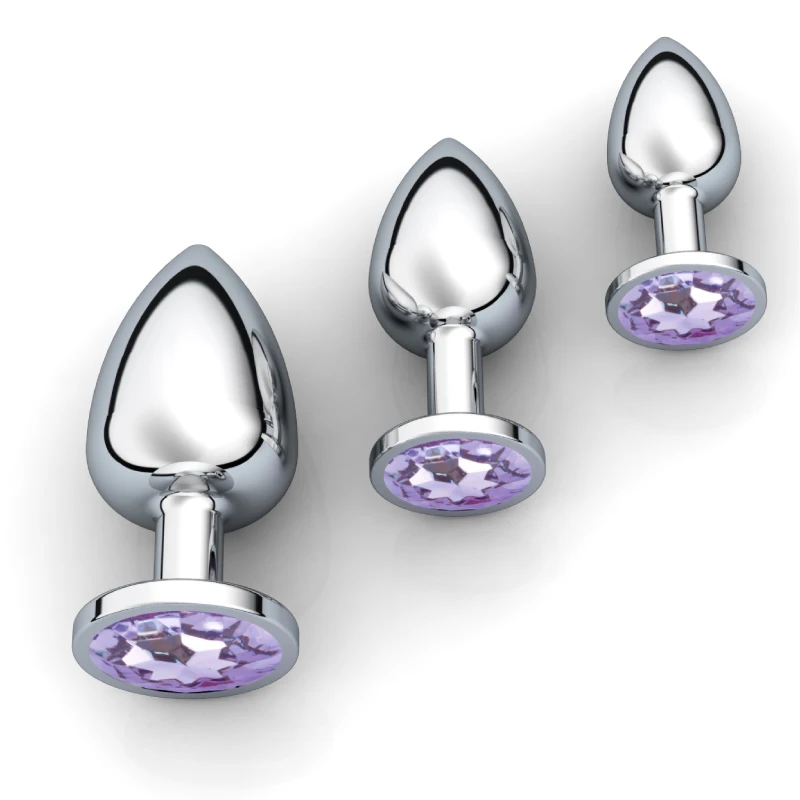1pc 3 Size Anal Plug Round Stainless Steel Crystal Buttplug Removable Butt Plug Stimulator Anal Sex Toys Prostate Massager Dildo