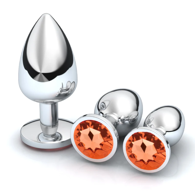 1pc 3 Size Anal Plug Round Stainless Steel Crystal Buttplug Removable Butt Plug Stimulator Anal Sex Toys Prostate Massager Dildo