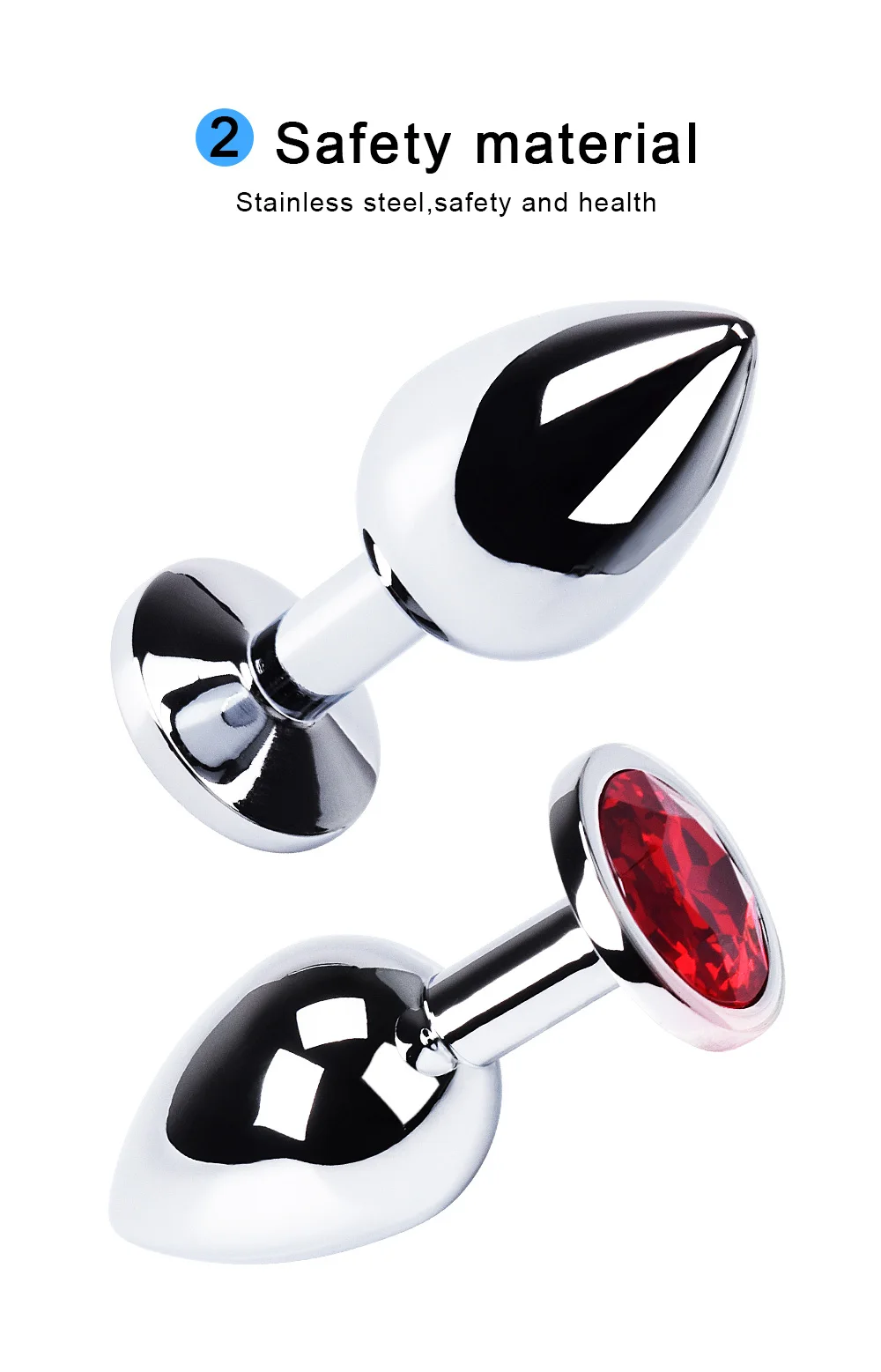 1pc 3 Size Anal Plug Round Stainless Steel Crystal Buttplug Removable Butt Plug Stimulator Anal Sex Toys Prostate Massager Dildo