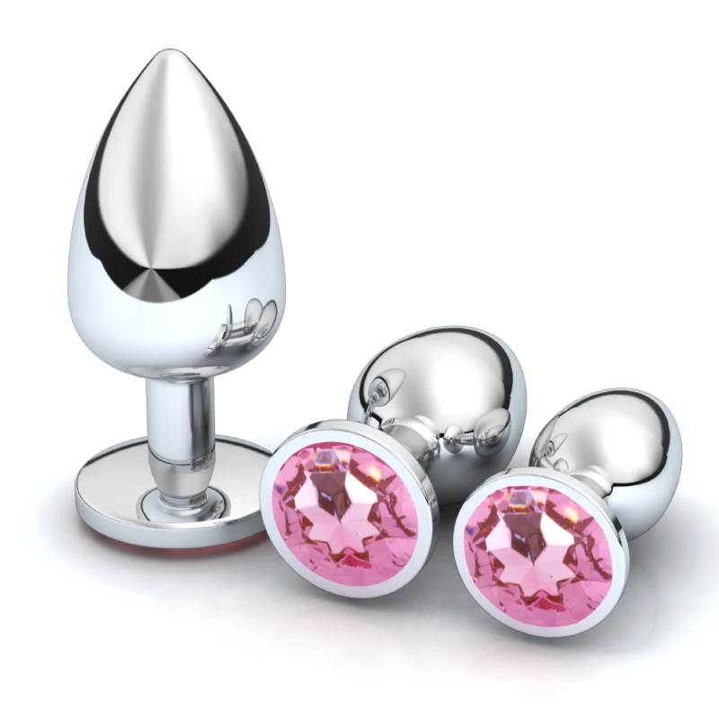 1pc 3 Size Anal Plug Round Stainless Steel Crystal Buttplug Removable Butt Plug Stimulator Anal Sex Toys Prostate Massager Dildo