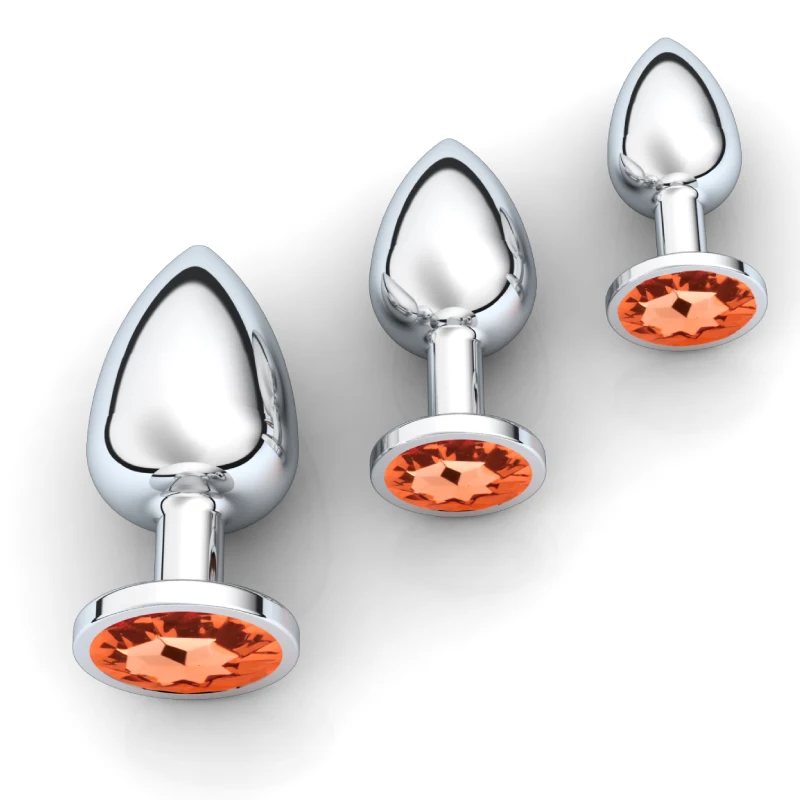 1pc 3 Size Anal Plug Round Stainless Steel Crystal Buttplug Removable Butt Plug Stimulator Anal Sex Toys Prostate Massager Dildo