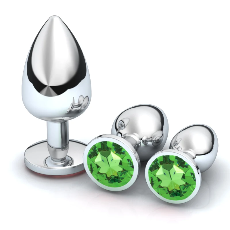 1pc 3 Size Anal Plug Round Stainless Steel Crystal Buttplug Removable Butt Plug Stimulator Anal Sex Toys Prostate Massager Dildo
