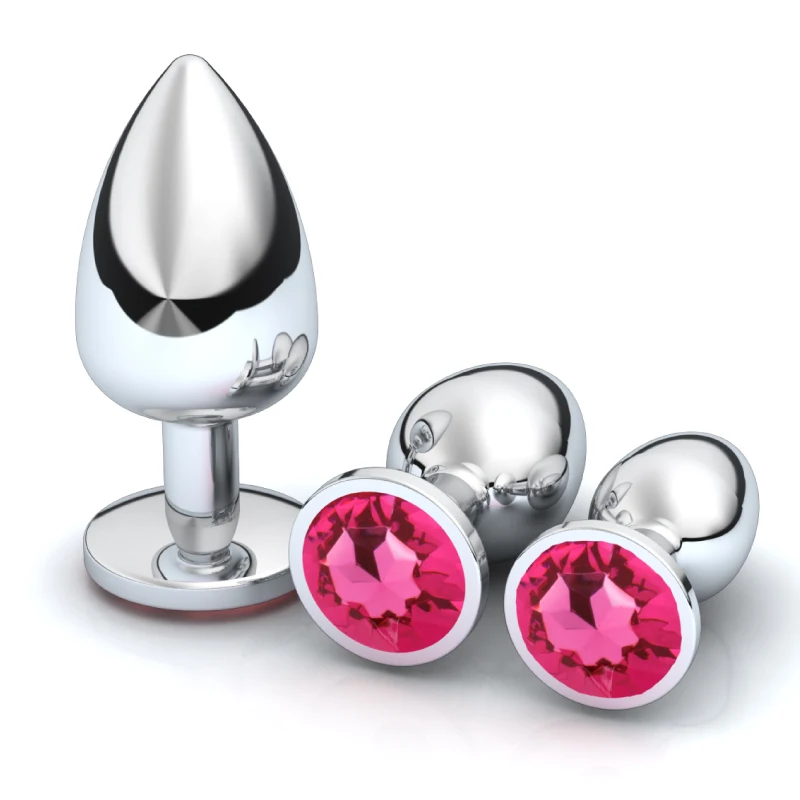 1pc 3 Size Anal Plug Round Stainless Steel Crystal Buttplug Removable Butt Plug Stimulator Anal Sex Toys Prostate Massager Dildo