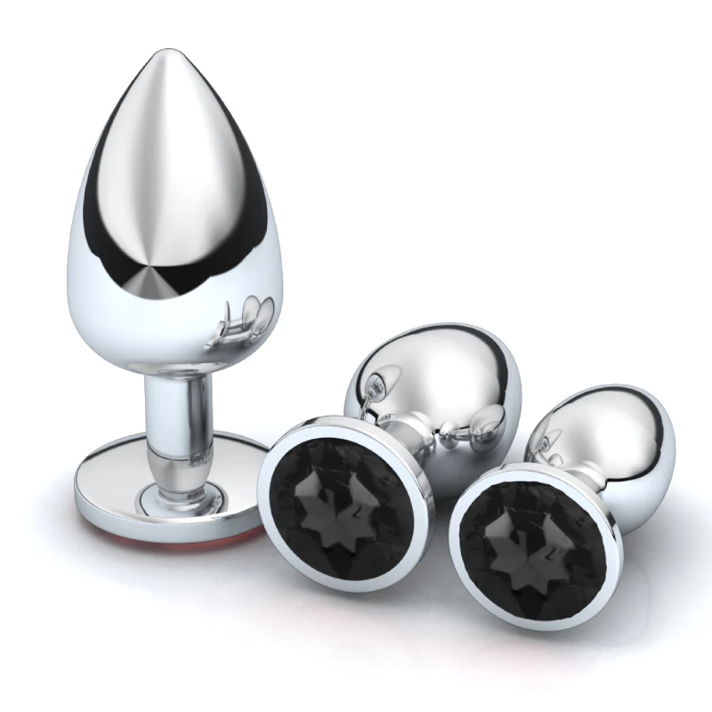 1pc 3 Size Anal Plug Round Stainless Steel Crystal Buttplug Removable Butt Plug Stimulator Anal Sex Toys Prostate Massager Dildo