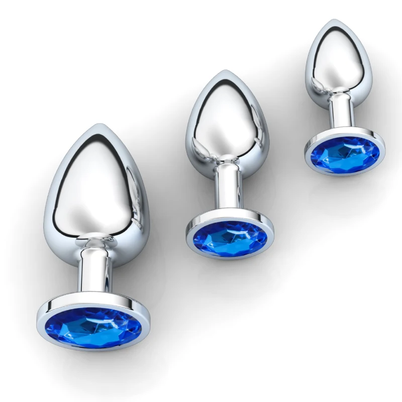 1pc 3 Size Anal Plug Round Stainless Steel Crystal Buttplug Removable Butt Plug Stimulator Anal Sex Toys Prostate Massager Dildo