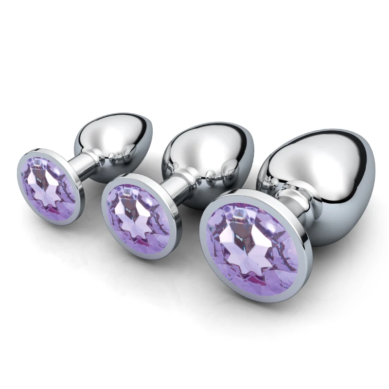 1pc 3 Size Anal Plug Round Stainless Steel Crystal Buttplug Removable Butt Plug Stimulator Anal Sex Toys Prostate Massager Dildo
