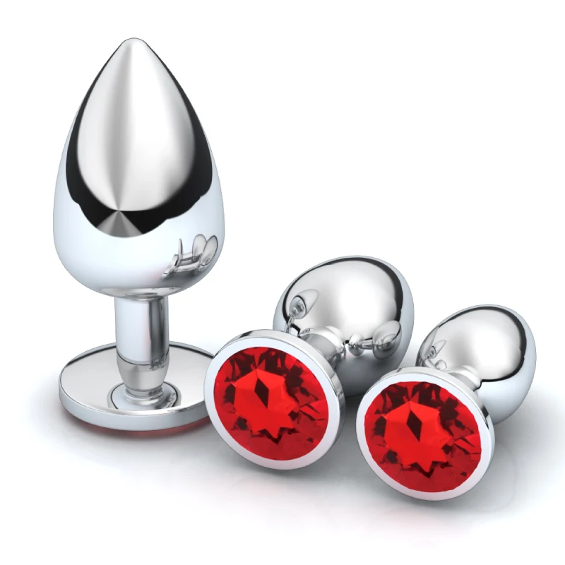 1pc 3 Size Anal Plug Round Stainless Steel Crystal Buttplug Removable Butt Plug Stimulator Anal Sex Toys Prostate Massager Dildo