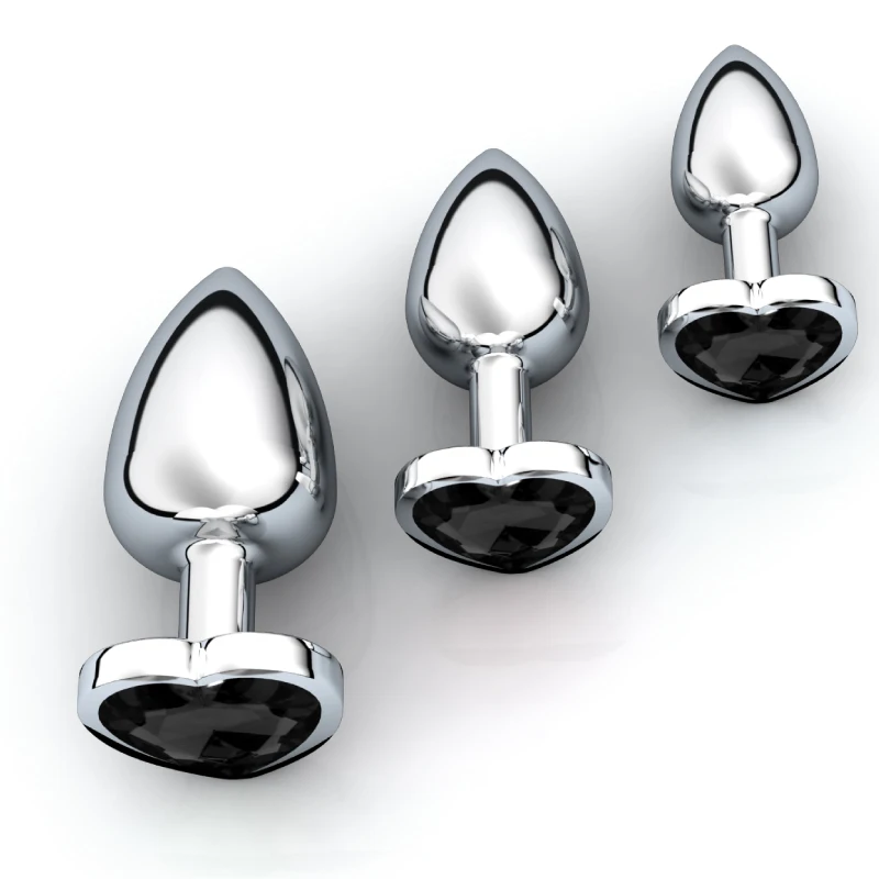 3Pcs/Set Smooth Massager Anal Beads Crystal Jewelry Heart Butt Plug StImulator Women Sex Toys Dildo Stainless Steel Anal Plug