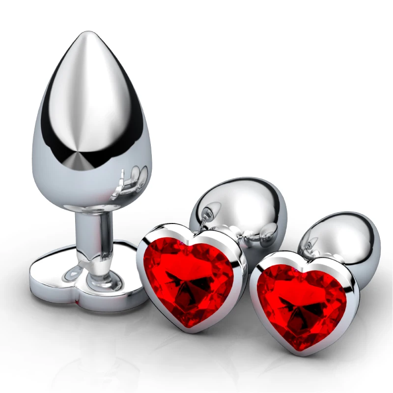 3Pcs/Set Smooth Massager Anal Beads Crystal Jewelry Heart Butt Plug StImulator Women Sex Toys Dildo Stainless Steel Anal Plug