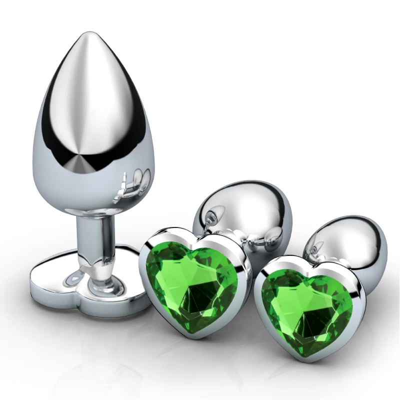3Pcs/Set Smooth Massager Anal Beads Crystal Jewelry Heart Butt Plug StImulator Women Sex Toys Dildo Stainless Steel Anal Plug