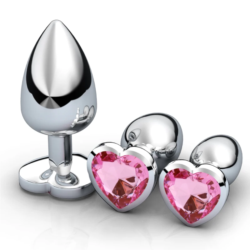 3Pcs/Set Smooth Massager Anal Beads Crystal Jewelry Heart Butt Plug StImulator Women Sex Toys Dildo Stainless Steel Anal Plug