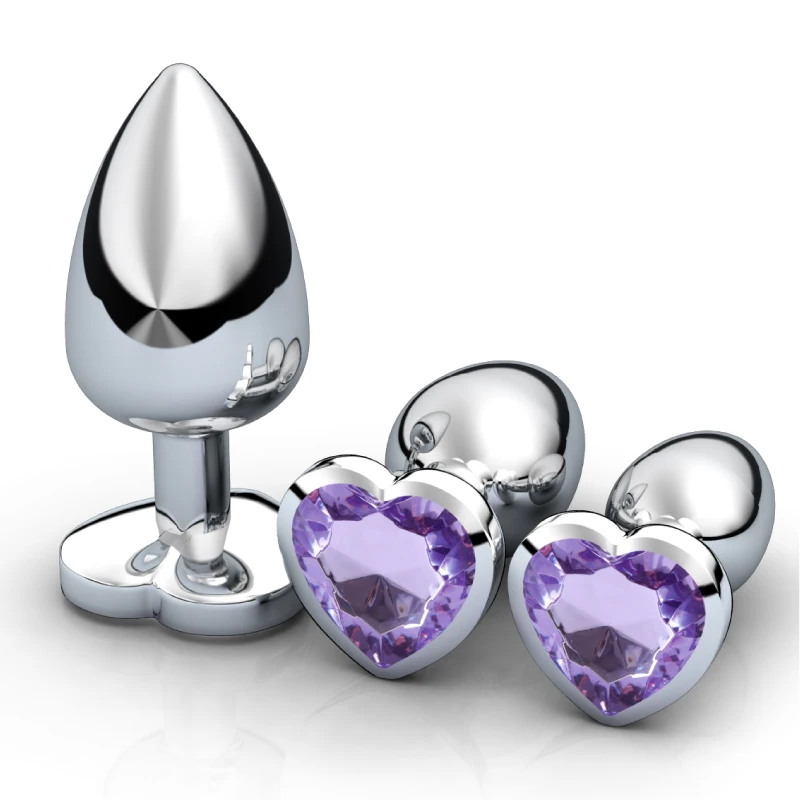 3Pcs/Set Smooth Massager Anal Beads Crystal Jewelry Heart Butt Plug StImulator Women Sex Toys Dildo Stainless Steel Anal Plug