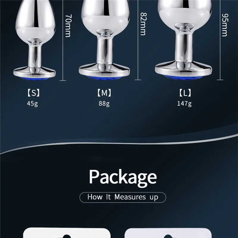 3Pcs/Set Smooth Massager Anal Beads Crystal Jewelry Heart Butt Plug StImulator Women Sex Toys Dildo Stainless Steel Anal Plug