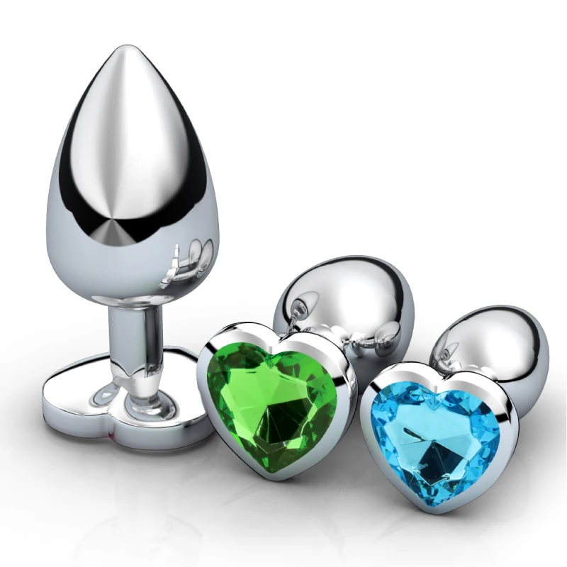 3Pcs/Set Smooth Massager Anal Beads Crystal Jewelry Heart Butt Plug StImulator Women Sex Toys Dildo Stainless Steel Anal Plug