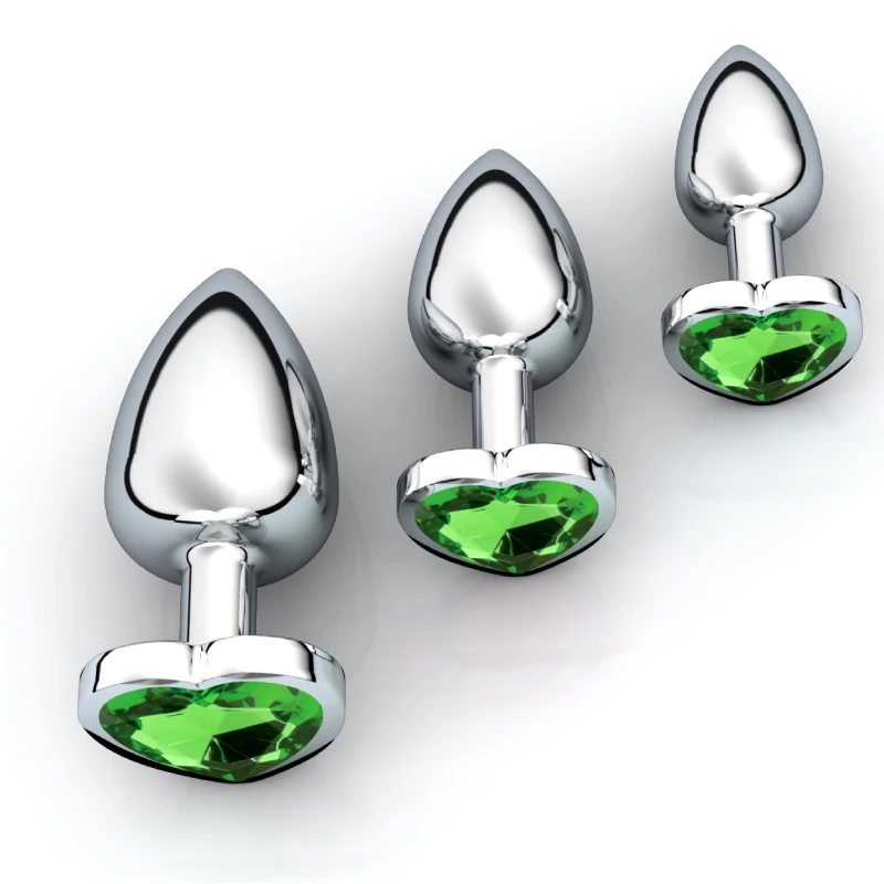 3Pcs/Set Smooth Massager Anal Beads Crystal Jewelry Heart Butt Plug StImulator Women Sex Toys Dildo Stainless Steel Anal Plug