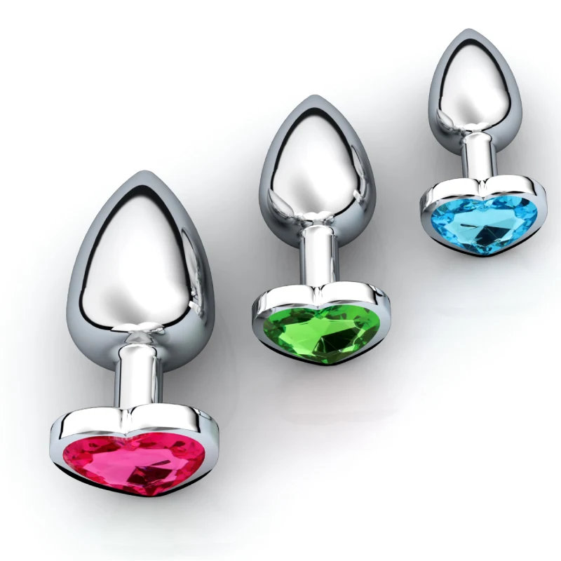 3Pcs/Set Smooth Massager Anal Beads Crystal Jewelry Heart Butt Plug StImulator Women Sex Toys Dildo Stainless Steel Anal Plug