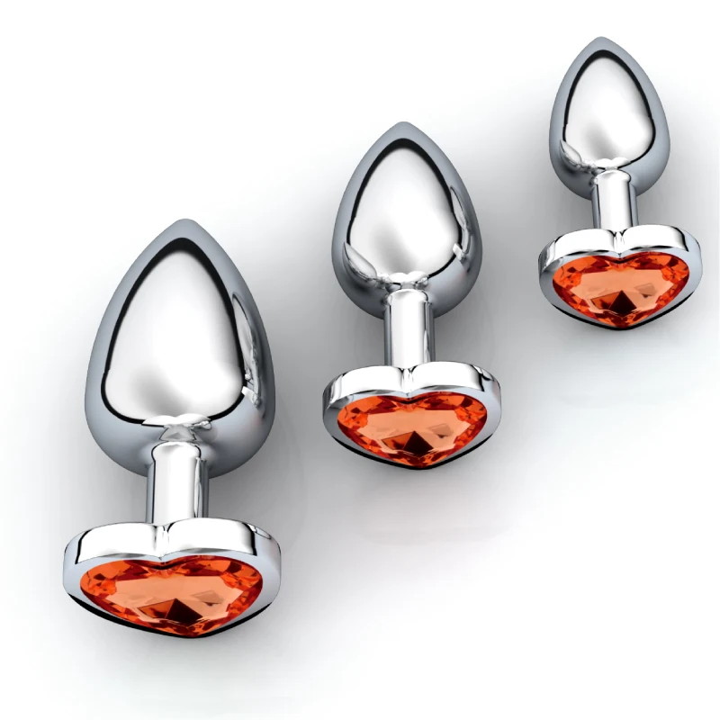 3Pcs/Set Smooth Massager Anal Beads Crystal Jewelry Heart Butt Plug StImulator Women Sex Toys Dildo Stainless Steel Anal Plug