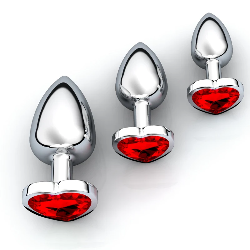 3Pcs/Set Smooth Massager Anal Beads Crystal Jewelry Heart Butt Plug StImulator Women Sex Toys Dildo Stainless Steel Anal Plug