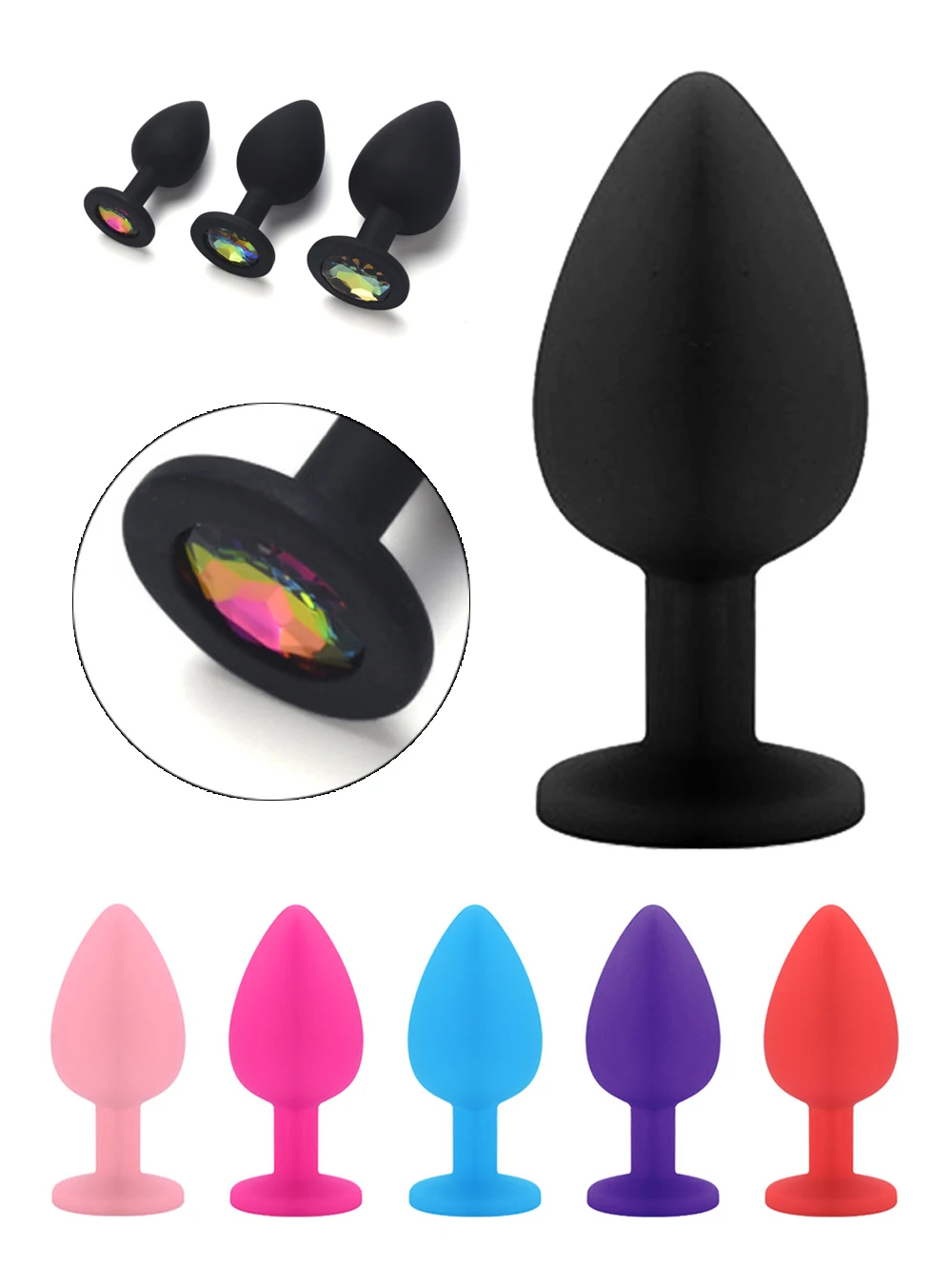 3 Sizes Sex Shop Adult Silicone Jewelry Anal Trainer Sex Prostate Back Yard Toy Anal Butt Plug for Women Man Couple Gay Unisex