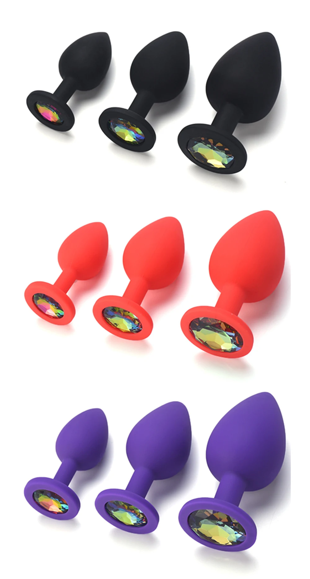 3 Sizes Sex Shop Adult Silicone Jewelry Anal Trainer Sex Prostate Back Yard Toy Anal Butt Plug for Women Man Couple Gay Unisex