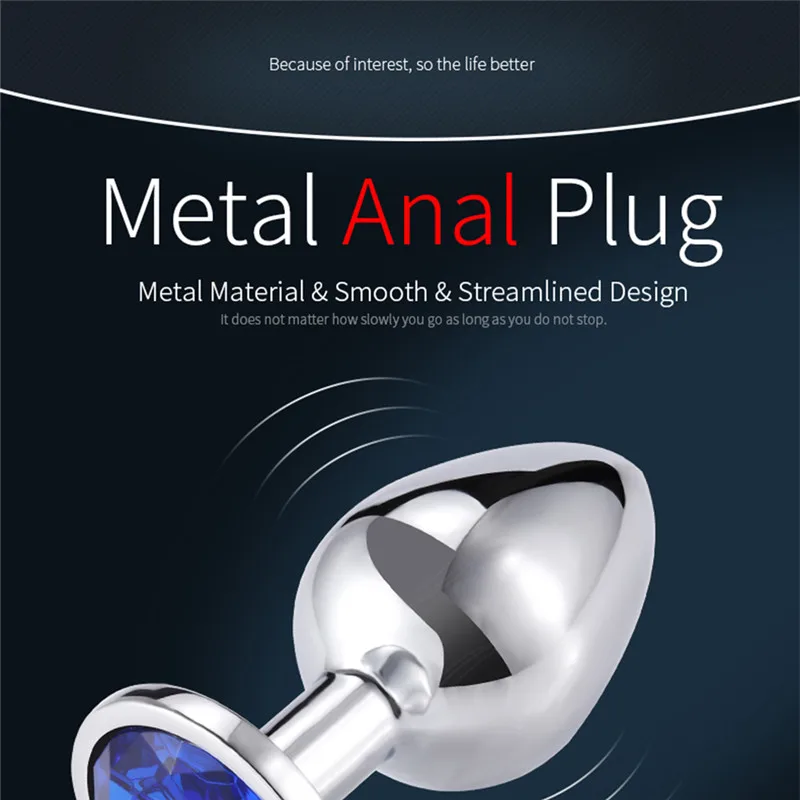 Metal Anal Plug Stainless Steel Butt Plug With Jewelry Colorful Crystal Anus Plug Anal Bead Adults Sex Toys for women Adult Game