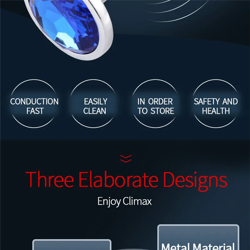 Metal Anal Plug Stainless Steel Butt Plug With Jewelry Colorful Crystal Anus Plug Anal Bead Adults Sex Toys for women Adult Game