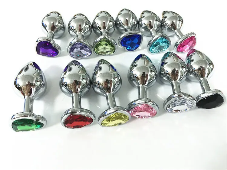 3 Size Anal Plug Heart Stainless Steel Crystal Anal Plug Removable Butt Plug Stimulator Anal Sex Toys Prostate Massager Dildo