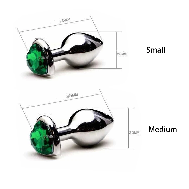 3 Size Anal Plug Heart Stainless Steel Crystal Anal Plug Removable Butt Plug Stimulator Anal Sex Toys Prostate Massager Dildo