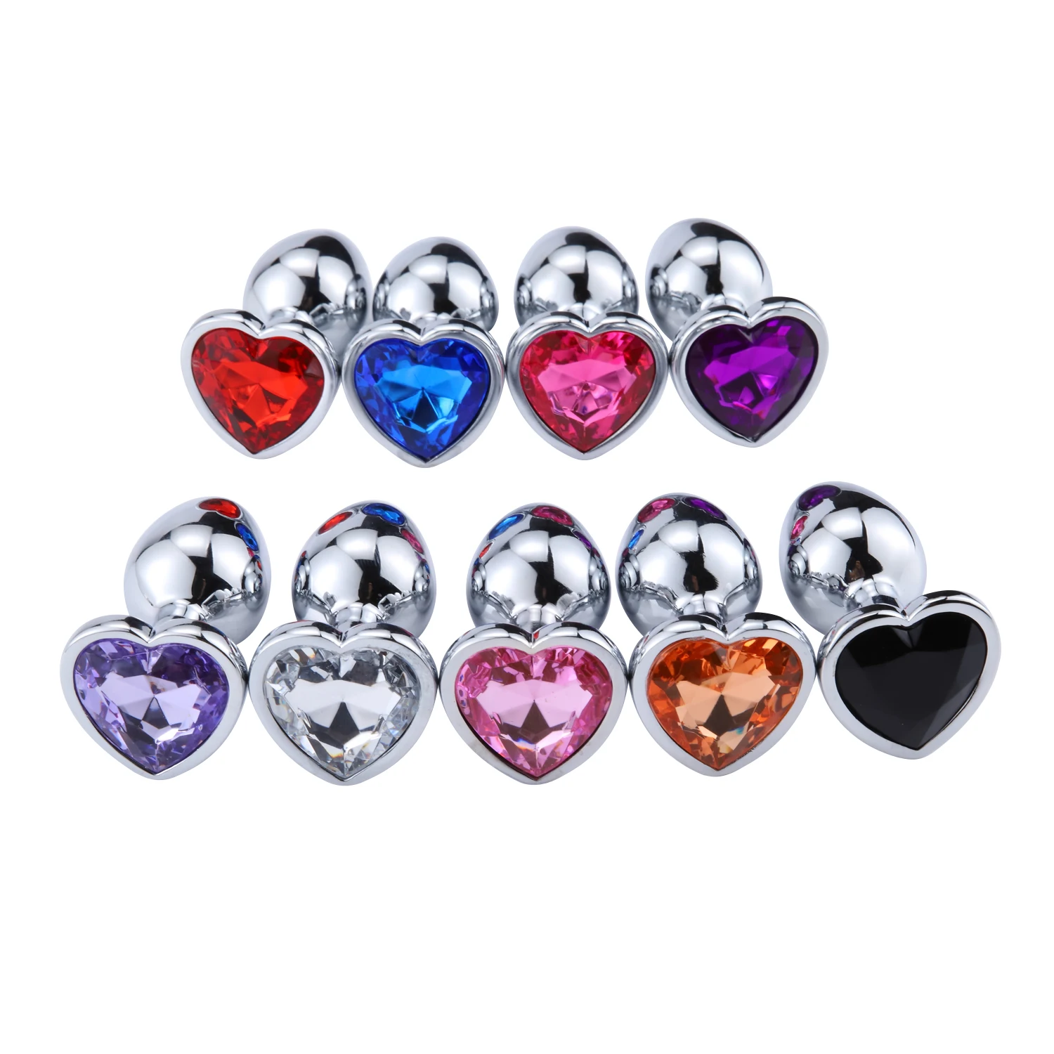 3 Size Anal Plug Heart Stainless Steel Crystal Anal Plug Removable Butt Plug Stimulator Anal Sex Toys Prostate Massager Dildo