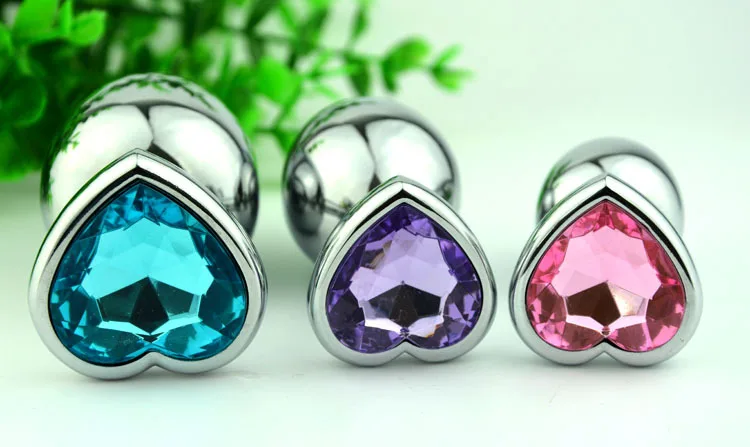 3 Size Anal Plug Heart Stainless Steel Crystal Anal Plug Removable Butt Plug Stimulator Anal Sex Toys Prostate Massager Dildo