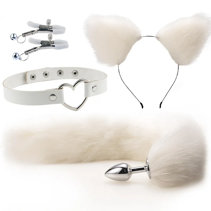 Metal Plush Rabbit Fox Tail Anal Plug Prostate Massager Butt Plug Rabbit Ear BDSM Sex Toys for Women Adult Sex Game