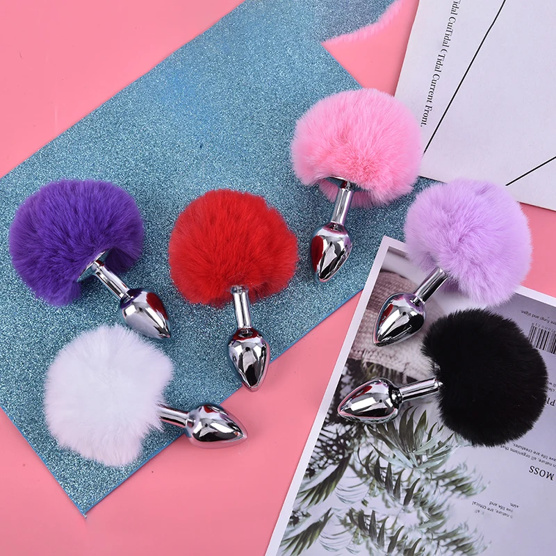 Metal Plush Rabbit Fox Tail Anal Plug Prostate Massager Butt Plug Rabbit Ear BDSM Sex Toys for Women Adult Sex Game
