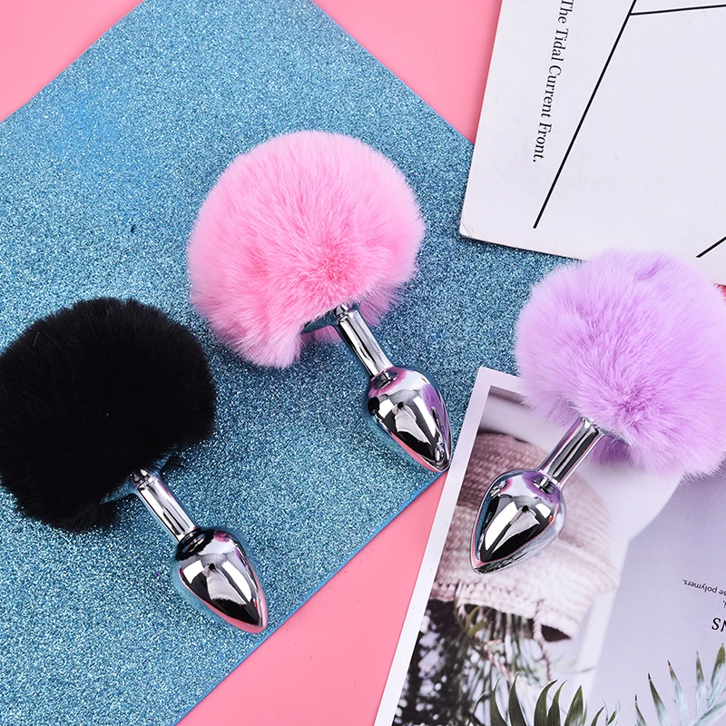 Metal Plush Rabbit Fox Tail Anal Plug Prostate Massager Butt Plug Rabbit Ear BDSM Sex Toys for Women Adult Sex Game