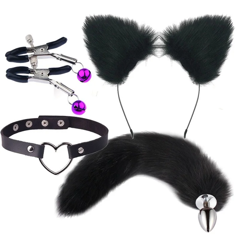 Metal Plush Rabbit Fox Tail Anal Plug Prostate Massager Butt Plug Rabbit Ear BDSM Sex Toys for Women Adult Sex Game